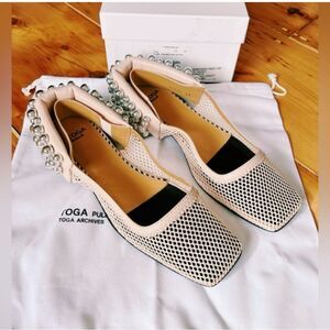 Toga Pulla Pink Mesh Leather Flat Shoes Size 40 9